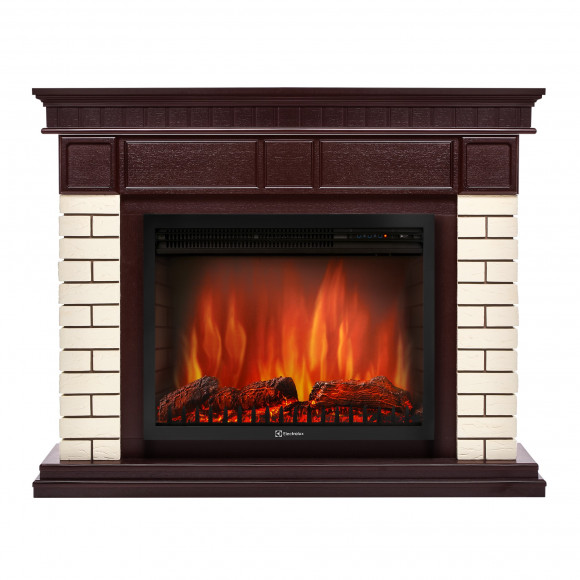 Каминокомплект Firelight: Очаг EFP/P- 2520LS, портал Bricks 25 камень бежевый, шпон темный дуб Каминокомплект Firelight: Очаг EFP/P- 2520LS, портал Bricks 25 камень бежевый, шпон темный дуб