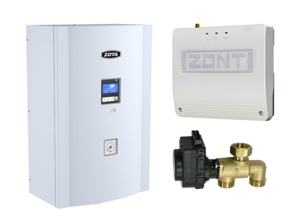 Миникотельная-SET ZOTA MK-S Plus 12 кВт (котел + клапан ГВС ZOTA BPV + ZONT SMART 2.0 с OpenTherm)