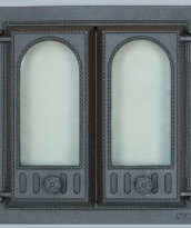 401 SVT каминная дверца со стеклом(двухстворчатая) (410х410)   