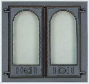 400 SVT дверца каминная двустворчатая со стеклом (500х500)    