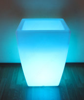 Белое световое кашпо "Flox", малое, с беспроводной RGB подсветкой