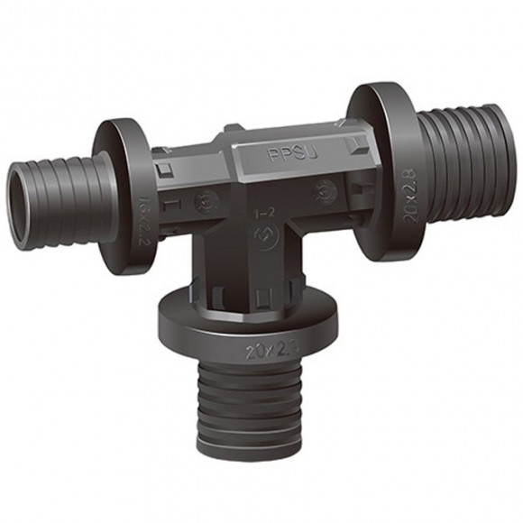 Тройник VARMEGA Slide-fit переходной, 25×20×16, аксиальный, PPSU, VM50512