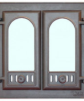 LK 301 дверца каминная двустворчатая со стеклом (410х410)